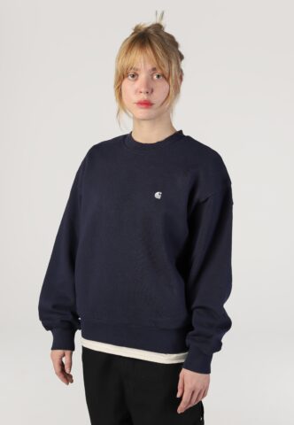 Carhartt WIP – W‘ Casey Dark Navy/Silver – Sweater – gid://shopify/Metaobject/122014793965 – M – 100% Baumwolle