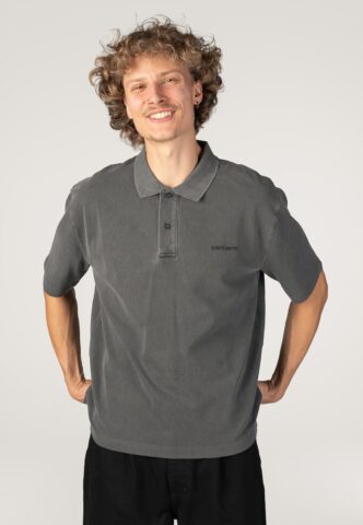 Carhartt WIP – Wayne Garment Dyed Black – Polo – Schwarz – L – 100% Baumwolle