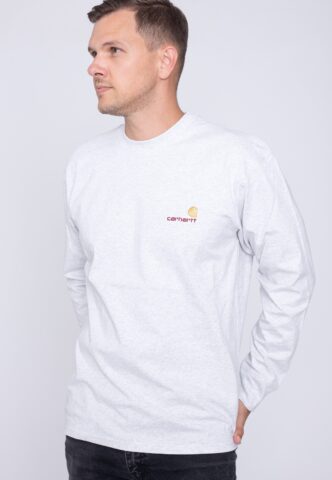 Carhartt WIP – American Script Ash Heather – Longsleeve – Grau – XXL – 100% Baumwolle