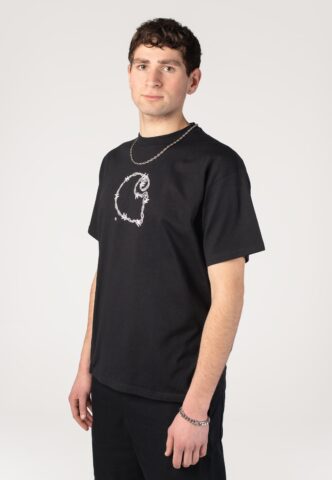 Carhartt WIP – Barbwire C Black – T-Shirt – Schwarz – L – 100% Bio-Baumwolle