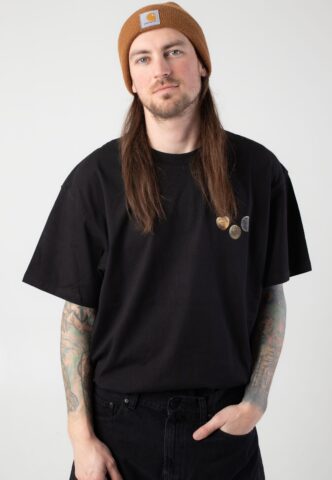 Carhartt WIP – Button Black – T-Shirt – Schwarz – M – 100% Baumwolle
