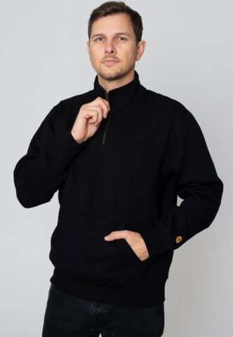 Carhartt WIP – Chase Neck Zip Black/Gold – Sweater – Schwarz – M – 59% Baumwolle, 41% Polyester