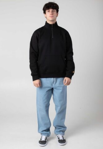 Carhartt WIP – Chase Neck Zip Black/Gold – Sweater – Schwarz – S – 59% Baumwolle, 41% Polyester