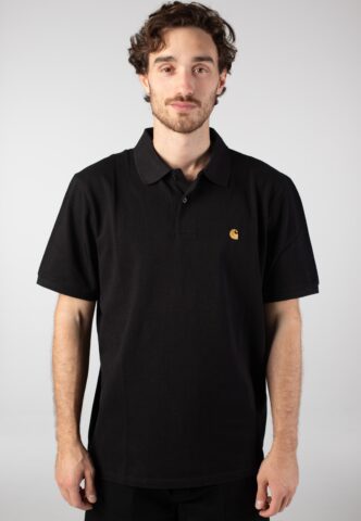 Carhartt WIP – Chase Pique Black/Gold – Polo – Schwarz – XL – 100% Baumwolle