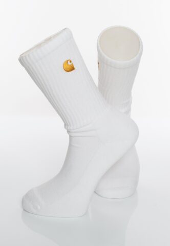 Carhartt WIP – Chase White/Gold – Socken – Weiß – Onesize – 100% Baumwolle