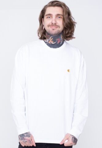 Carhartt WIP – Chase White/Gold – Longsleeve – Weiß – M – 100% Baumwolle