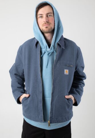 Carhartt WIP – Detroit Stone Canvas Dusky Blue/Dusky Blue – Jacke – Blau – L – 100% Bio-Baumwolle
