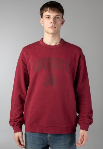 Carhartt WIP – Faded Pond Corps Heavy Stone Wash Marsala – Sweater – Rot – M – 100% Baumwolle