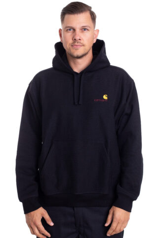 Carhartt WIP – Hooded American Script Black – Hoodie – Schwarz – S – 80% Baumwolle, 20% Polyester