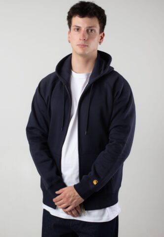 Carhartt WIP – Hooded Chase Jacket Dark Navy/Gold – Hoodie – Blau – M – 59% Baumwolle, 41% Polyester