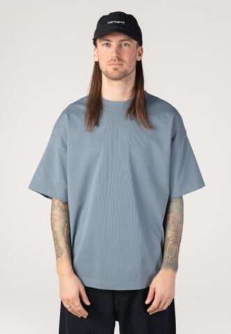 Carhartt WIP – Link Script Velvet Blue/White – T-Shirt – Blau – M – 100% Bio-Baumwolle