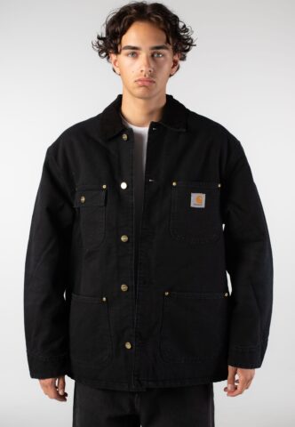 Carhartt WIP – OG Chore Stone Canvas Black/Black – Jacke – Schwarz – M – 100% Bio-Baumwolle