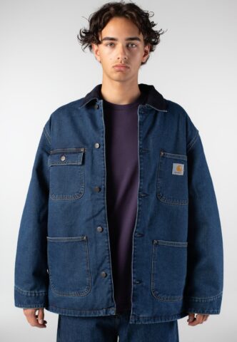 Carhartt WIP – OG Chore Stone Washed Blue/Dark Navy – Jacke – Blau – M – 100% Bio-Baumwolle