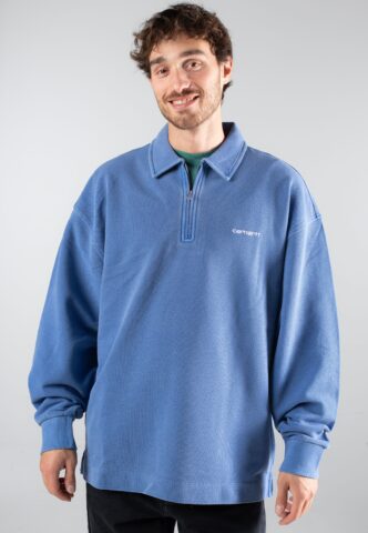 Carhartt WIP – Piqué Script Wolfsbane/White – Sweater – Blau – XL – 100% Baumwolle