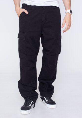Carhartt WIP – Regular Cargo Garment Dyed Black – Hose – Schwarz – W28 / L32 – 100% Baumwolle