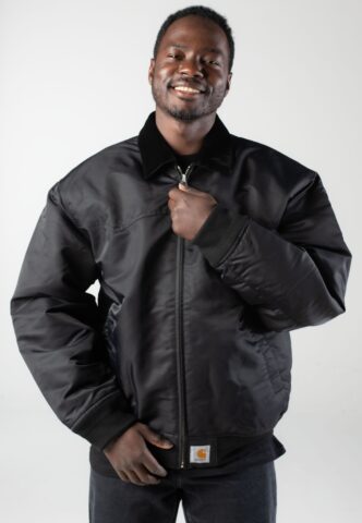 Carhartt WIP – Santa Fe Alumni Black/Scarlet – Jacke – Schwarz – XL – Außenmaterial: 100% Nylon; Innenfutter: 100% Polyester