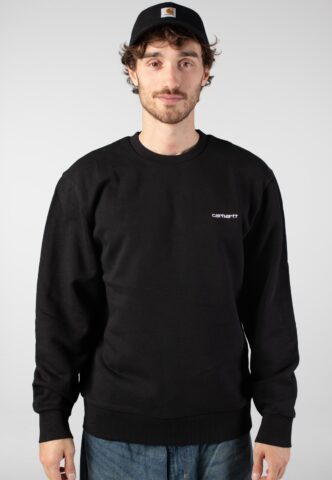 Carhartt WIP – Script Embroidery Black/White – Sweater – Schwarz – S – 100% Baumwolle