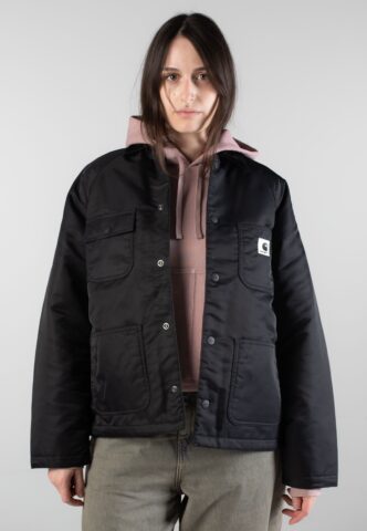 Carhartt WIP – W‘ Alumni Chore Black/Scarlet – Jacke – Schwarz – S – Außenmaterial: 100% Nylon; Innenfutter: 100% Polyester