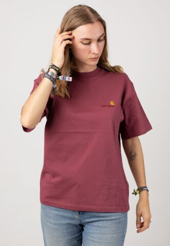 Carhartt WIP – W‘ American Script Dusty Fuchsia – T-Shirt – Lila – S – 100% Bio-Baumwolle