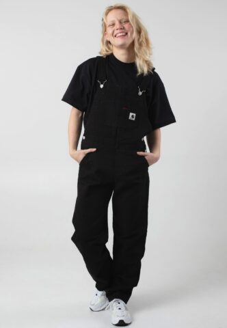 Carhartt WIP – W‘ Bib Straight Rinsed Black – Latzhose – Schwarz – XS – 100% Bio-Baumwolle