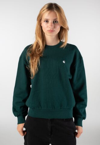 Carhartt WIP – W‘ Casey Dark Fir/Silver – Sweater – Grün – S – 100% Baumwolle