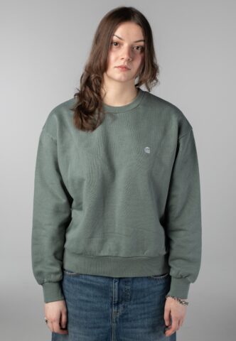 Carhartt WIP – W‘ Casey Velvet Green/Silver – Sweater – Grün – XS – 100% Baumwolle