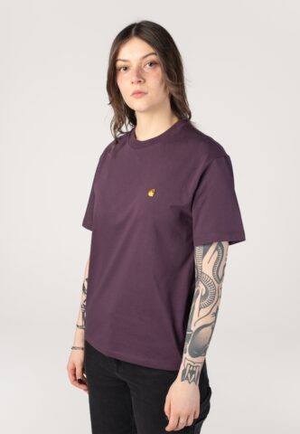 Carhartt WIP – W‘ Chase Cozy Purple/Gold – T-Shirt – Lila – XS – 100% Bio-Baumwolle