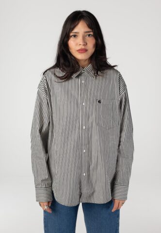 Carhartt WIP – W‘ Daldry Daldry Stripe Black/Wax – Hemd – Schwarz – L – 100% Baumwolle