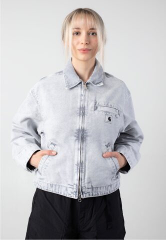 Carhartt WIP – W‘ Emery Canvas Black/Black Chalk Wash – Jacke – Grau – S – 100% Bio-Baumwolle