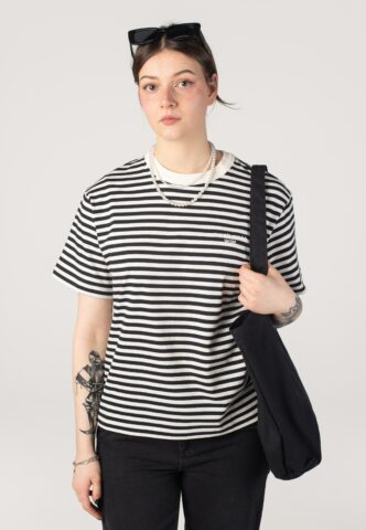 Carhartt WIP – W‘ Ezra Stripe, Black/Wax – T-Shirt – Schwarz – M – 100% Baumwolle