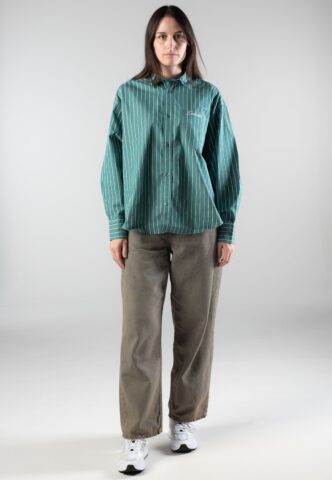 Carhartt WIP – W‘ Grimsby Stripe Saguaro – Hemd – Grün – M – 100% Baumwolle