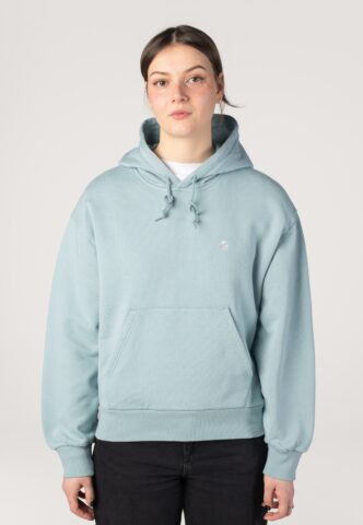 Carhartt WIP – W‘ Hooded Casey Tourmaline/Silver – Hoodie – Schwarz – S – 100% Baumwolle