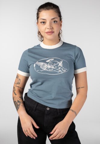 Carhartt WIP – W‘ Reminiscing Ringer Heavy Stone Wash Velvet Blue – T-Shirt – Blau – XS – 100% Bio-Baumwolle