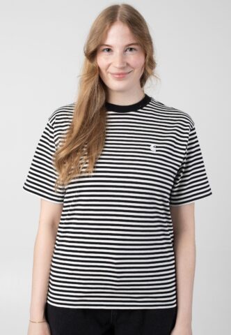 Carhartt WIP – W‘ Verner Stripe/Black/Wax – T-Shirt – Schwarz – XS – 100% Baumwolle