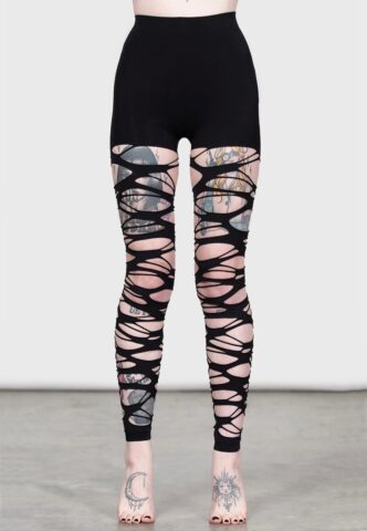 Killstar – Carved Up Slashed – Strumpfhosen – Schwarz – Onesize – 90% Polyamid, 10% Elastan