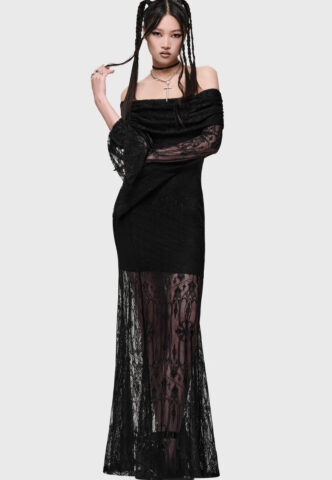 Killstar – Cathedra Maxi Black – Kleid – Schwarz – M – 95% Polyester, 5% Elastan
