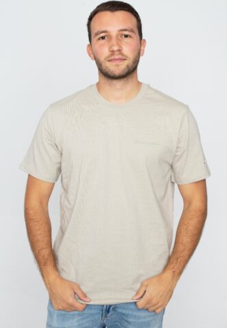 Champion – Crewneck Abbey Stone/Black Beauty – T-Shirt – Grau – S – 100% Baumwolle
