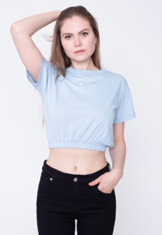 Champion – Crewneck Croptop AYB – T-Shirt – Blau – S – 100% Baumwolle