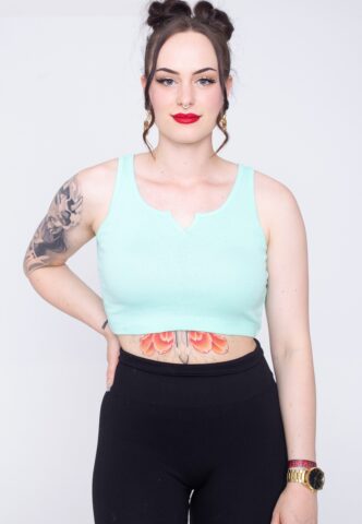 Champion – Crop Top CBG – Oberteil – Grün – L – 100% Baumwolle