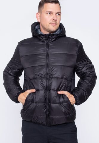 Champion – Hooded Pocket Logo NBK/GRDKM/ALLOVER – Jacke – Schwarz – XL – Obermaterial: 100% Polyester; Futter: 100% Polyester
