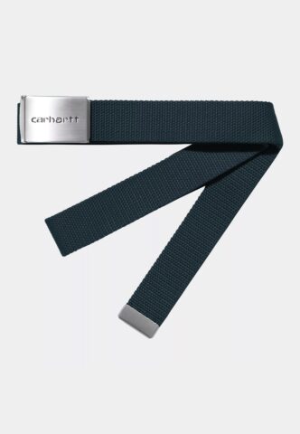 Carhartt WIP – Clip Chrome Deep Lagoon – Gürtel – Blau – Onesize – 100% Polyester