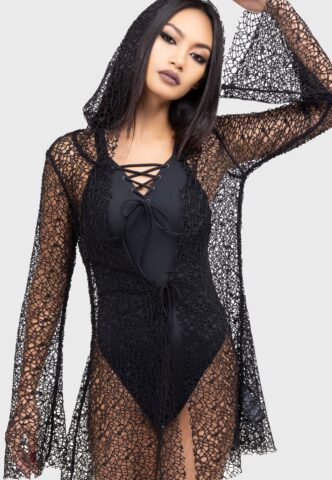 Killstar – Cobweb Cove Black – Umhang – Schwarz – XXL – 100% Polyester