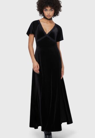 Killstar – Echelia’s Muse Maxi Black – Kleid – Schwarz – S – 92% Polyester, 8% Elasthan