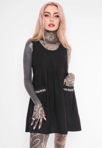 Mary Wyatt – Cora Smock Black – Kleid – Schwarz – X-Small – 60% Baumwolle, 40% Leinen