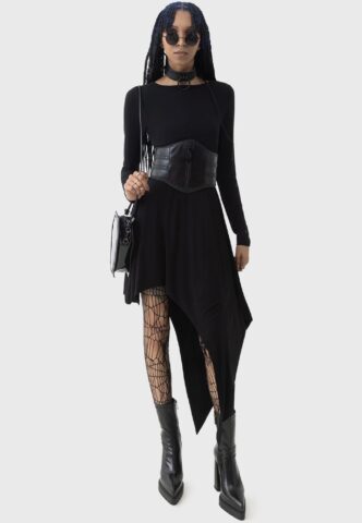 Killstar x Kihilist – Crescent Doom Black – Kleid – Schwarz – XL – 95 % Viskose, 5 % Elastan