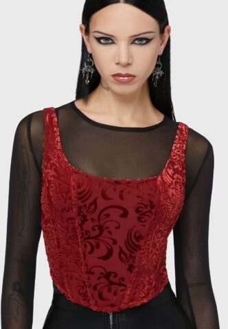 Killstar – Crimson Bloodlust Red – Korsett – Rot – L – 88% Polyester, 12% Elastan