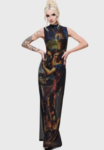 Killstar – Crypt Garden Maxi Dress Black – Kleid – Schwarz – S – 95% Polyester, 5% Elastan