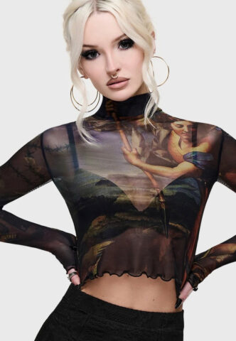 Killstar – Crypt Garden Top Black – Longsleeve – Schwarz – XXL – 95% Polyester, 5% Elastan