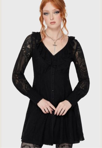 Killstar – Cybele Lace Black – Kleid – Schwarz – XL – 100% Polyamid