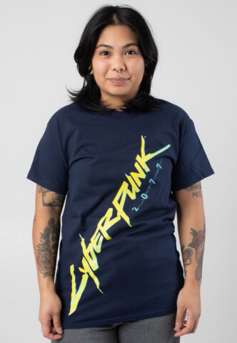 Cyberpunk 2077 – Logo – T-Shirt – Blau – S – 100% Baumwolle